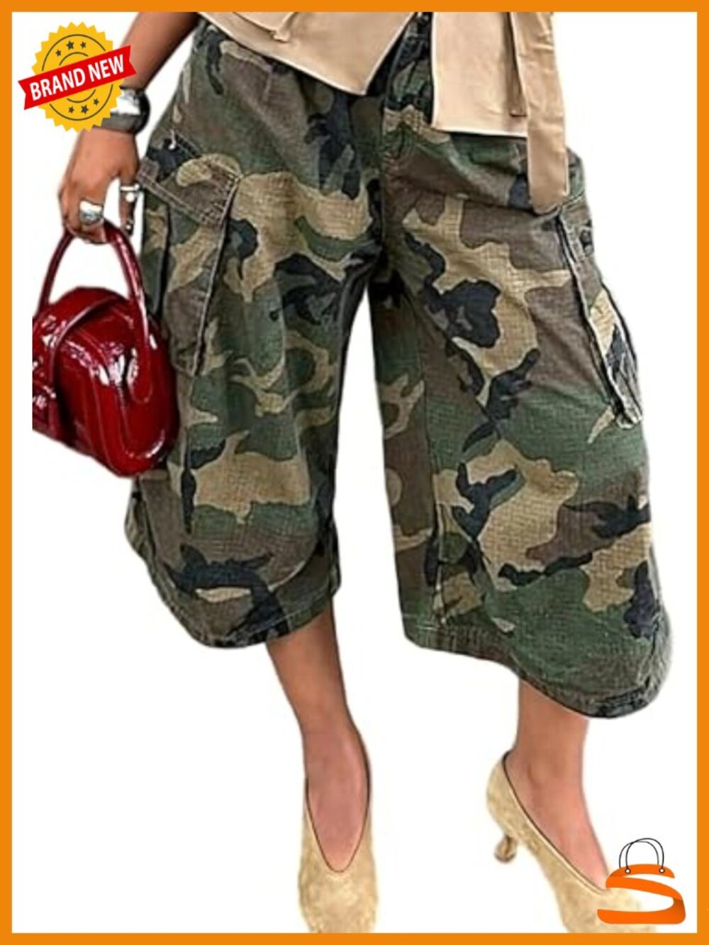 Baggy Cargo Jeans Camo Women Wide Leg Denim Pants Army Fatigue Trousers Y2K